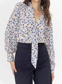 Greylin - Edna Printed Tie Neck Blouse