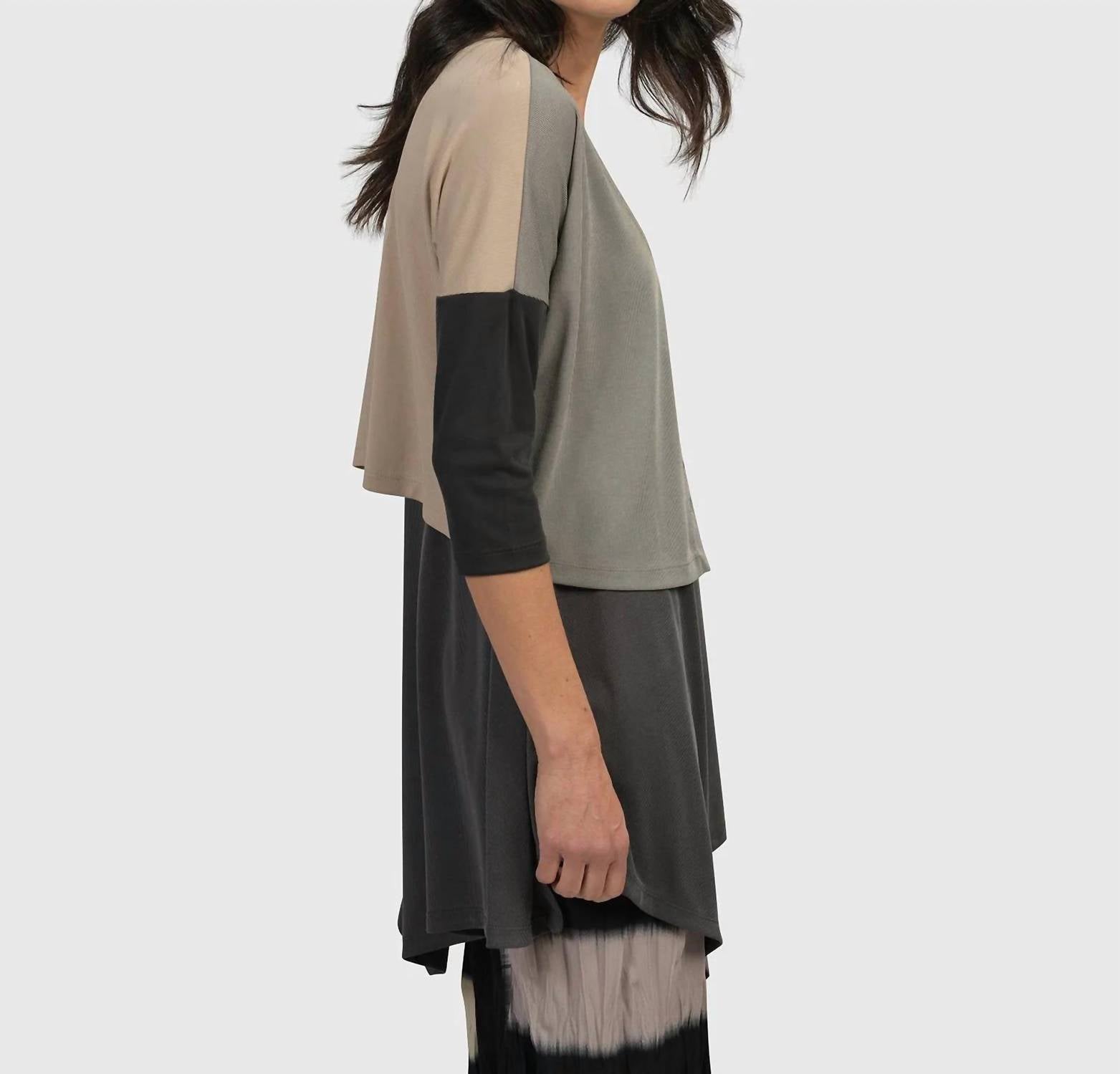ALEMBIKA Essential Colorblock Cupro Cardigan in multi - women's cardigan - detail view