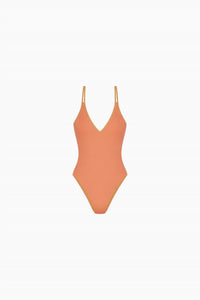 Luli Fama Luxe Stitch V-neck One Piece Bikini in azafran - women's swimwear - view 4
