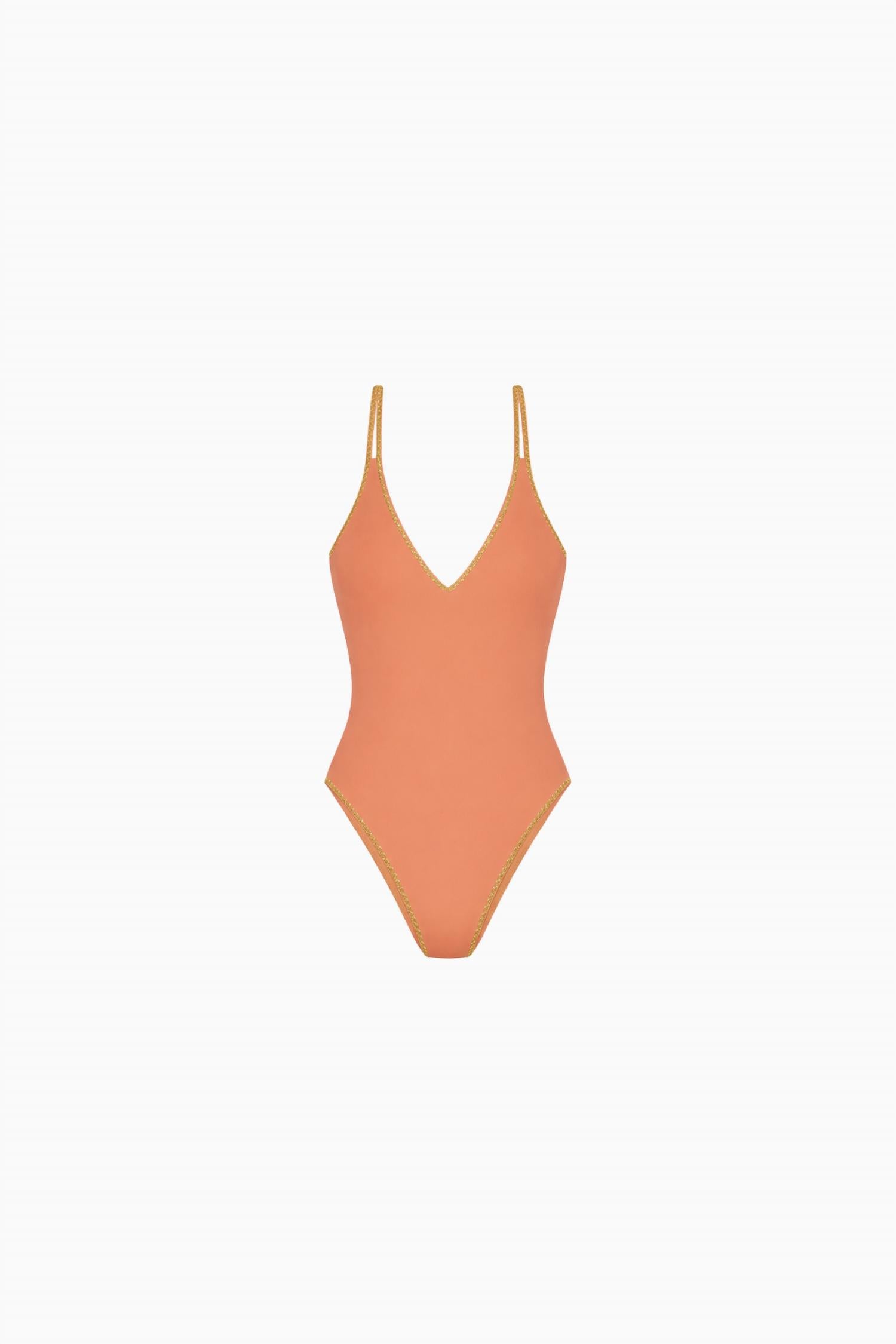 Luli Fama Luxe Stitch V-neck One Piece Bikini in azafran - women's swimwear - view 4