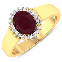 Diana M Jewels Women's Oval Natural Ruby Fashion Ring (1.60 Ct) - Classic in 14k yellow gold - women's jewelry - detail view