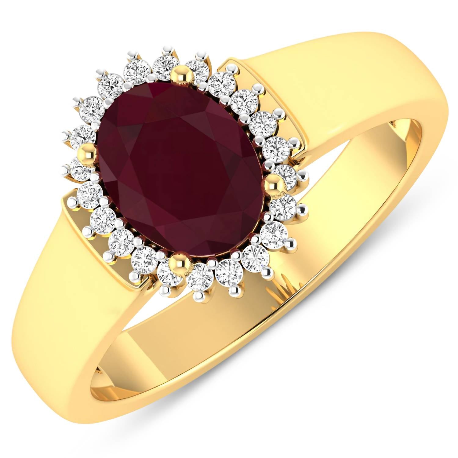 Diana M Jewels Women's Oval Natural Ruby Fashion Ring (1.60 Ct) - Classic in 14k yellow gold - women's jewelry - detail view