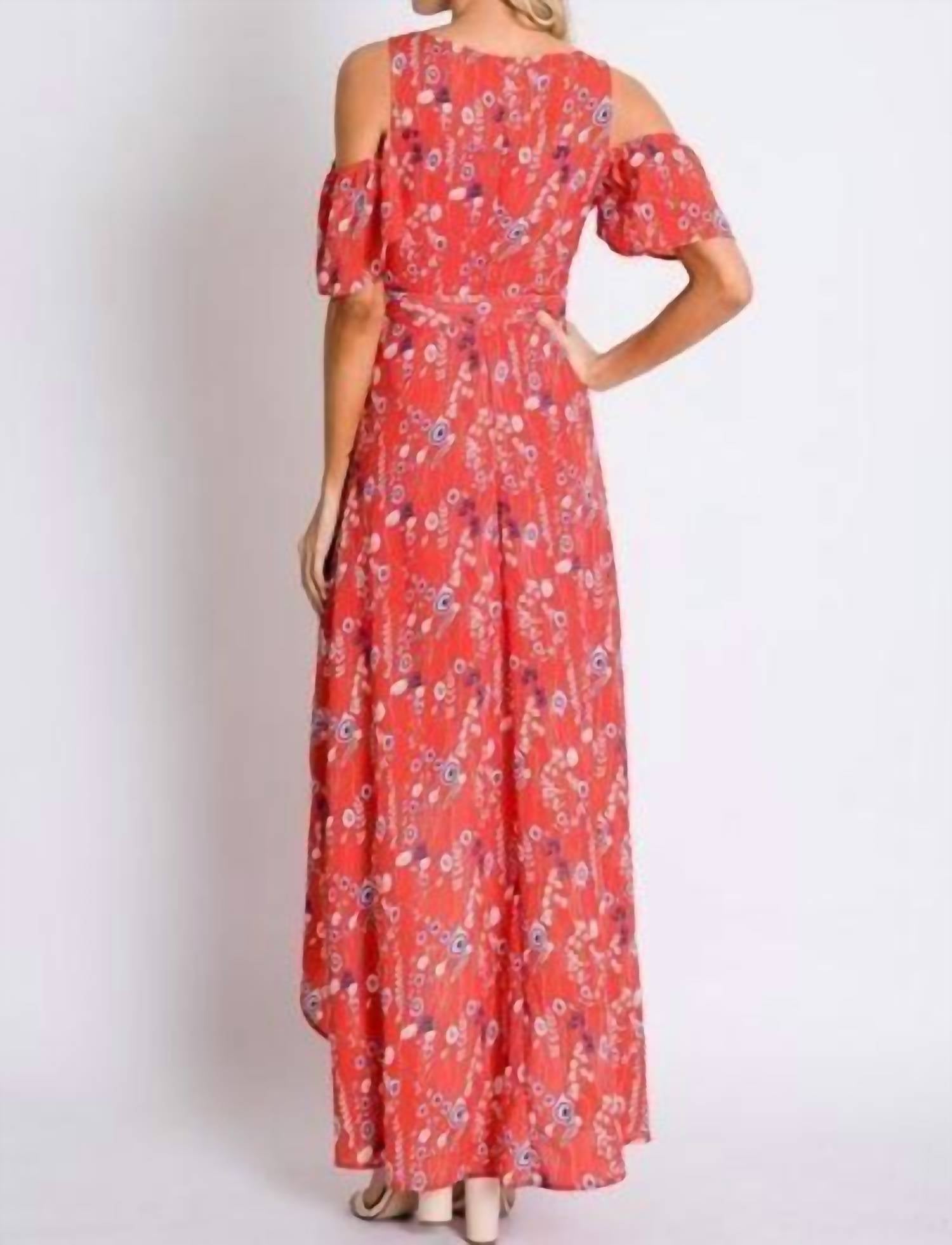 Davi & Dani - Floral Cold Shoulder Tulip Dress