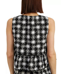 En Saison Elsie Embroidered Tweed Peplum Top in black - women's shirt - alternate view