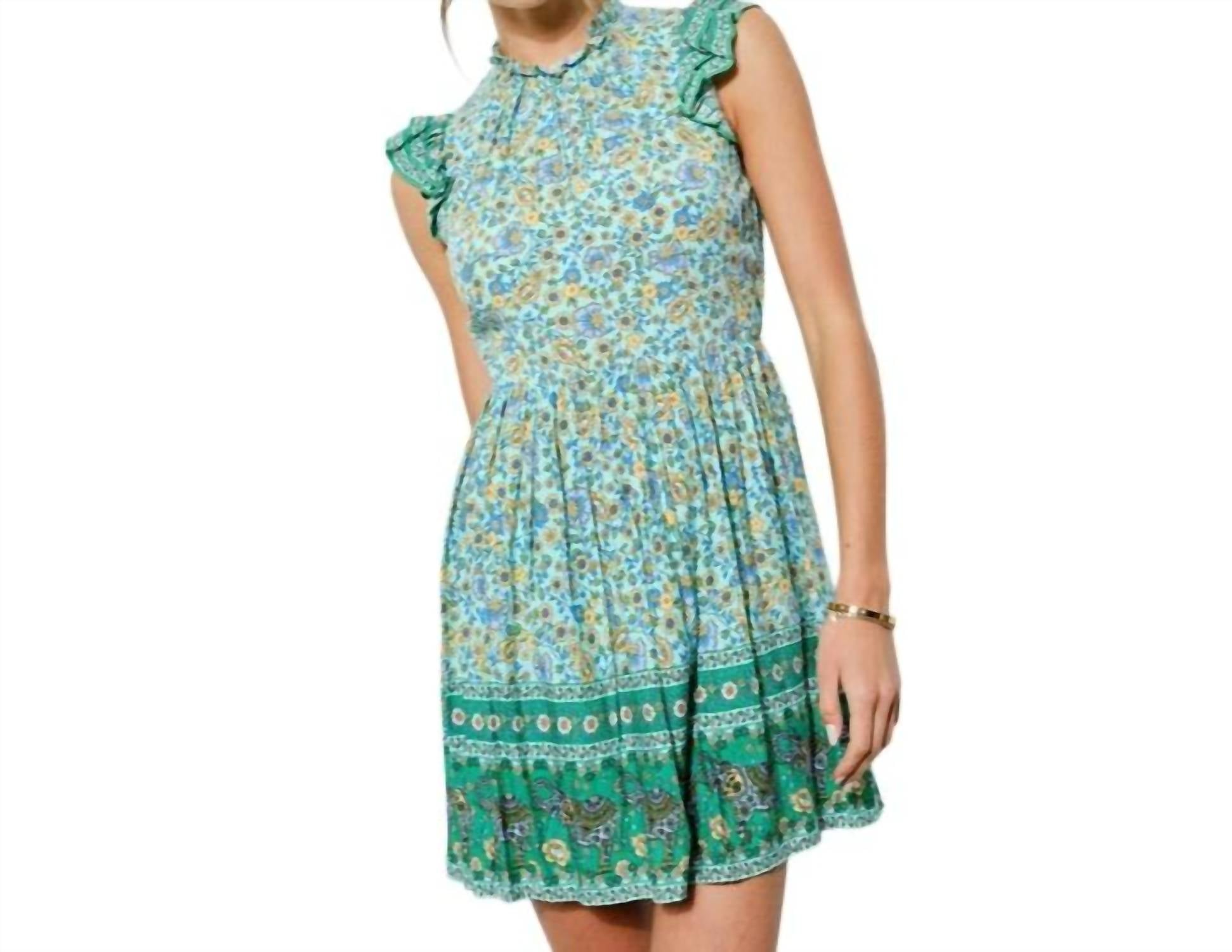 INA Fashion Floral Ruffle Trim Mini Dress in green multi - women's dress - view 4