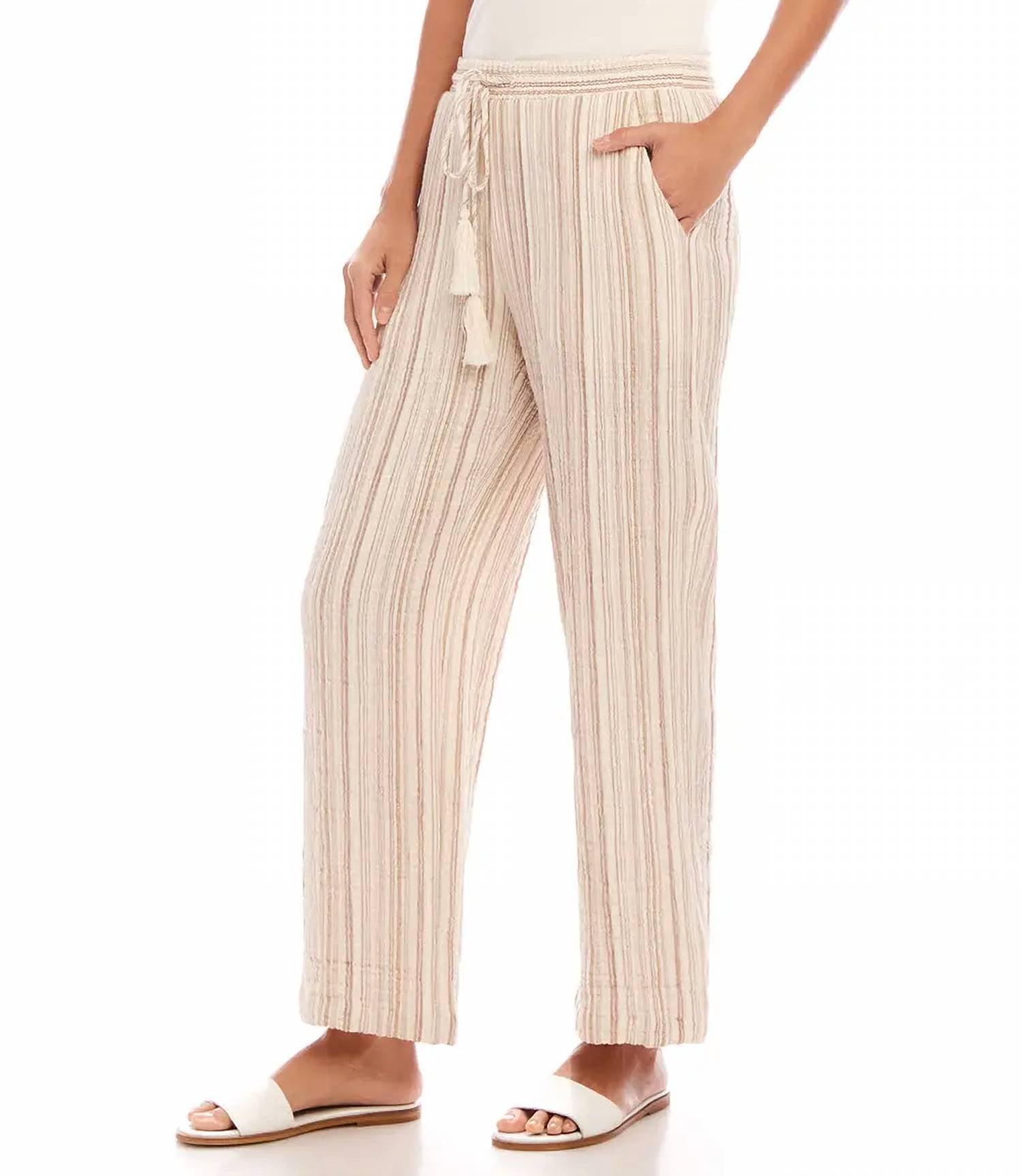 Karen Kane - Marlowe Metallic Stripe Drawstring Ankle Pants