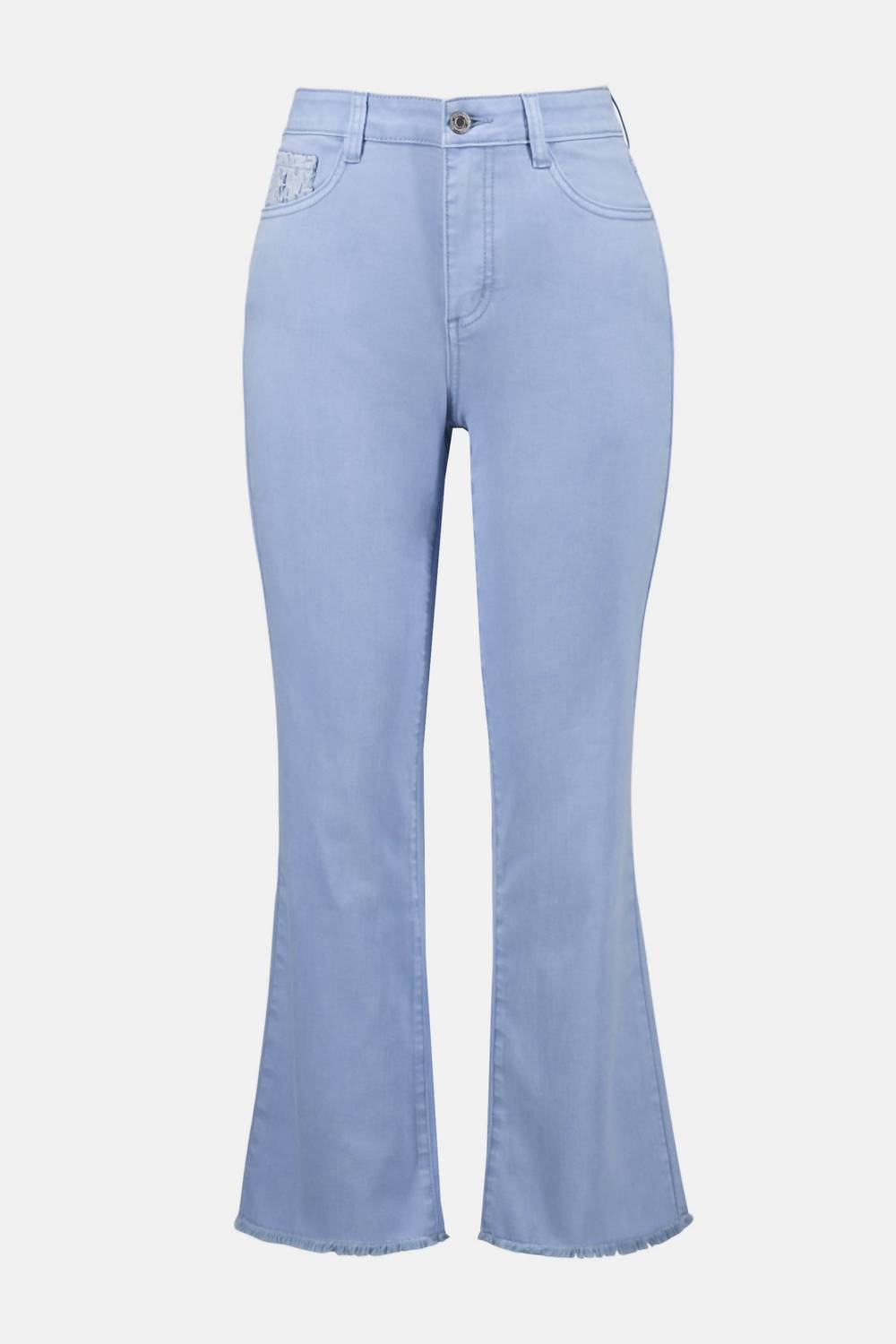 Joseph Ribkoff Stretch Mid-rise Flare Crop Jeans in baby blue - women's jeans - view 5