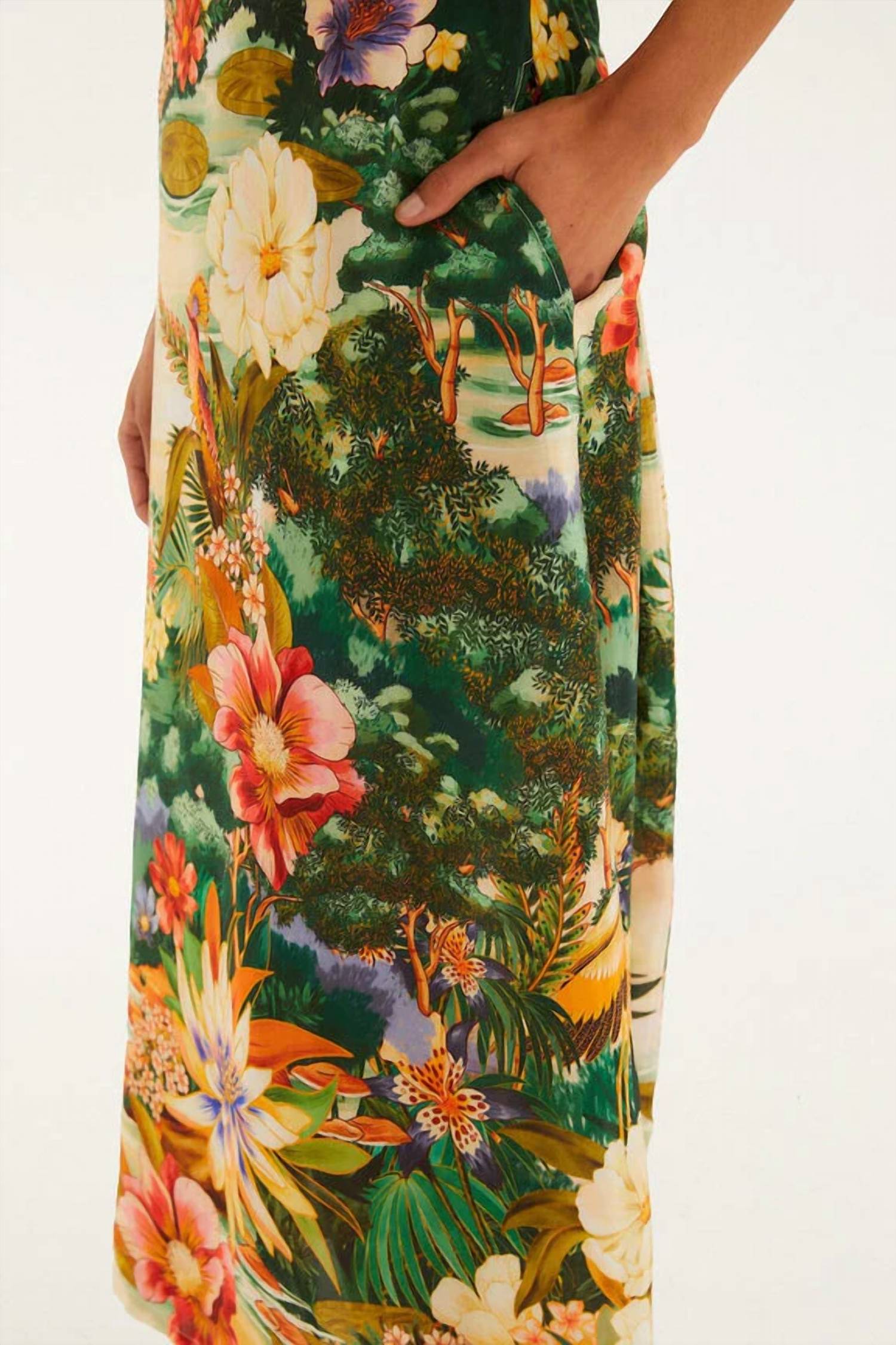 Farm Rio - Oriental Garden Short Sleeve Maxi Dress