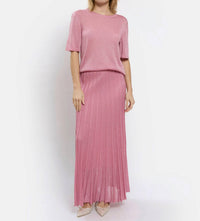 Maison Lurex Women's Gala Lures Short Sleeve Top in malabar rose - women's t-shirt