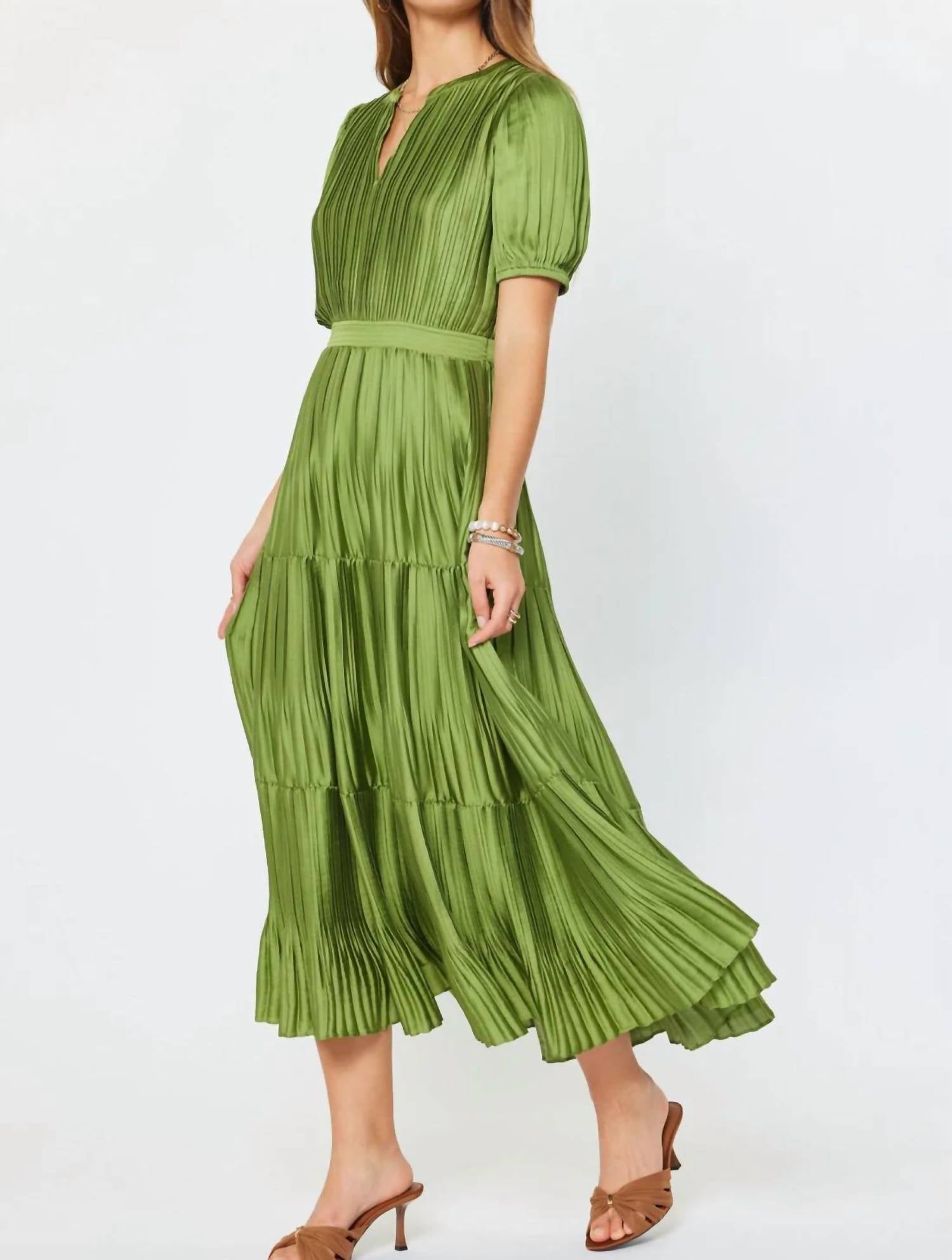Current Air - Short Sleeve Pleated Maxi Dress