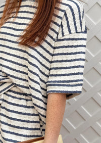 Zenana - Striped Tee And Shorts Set