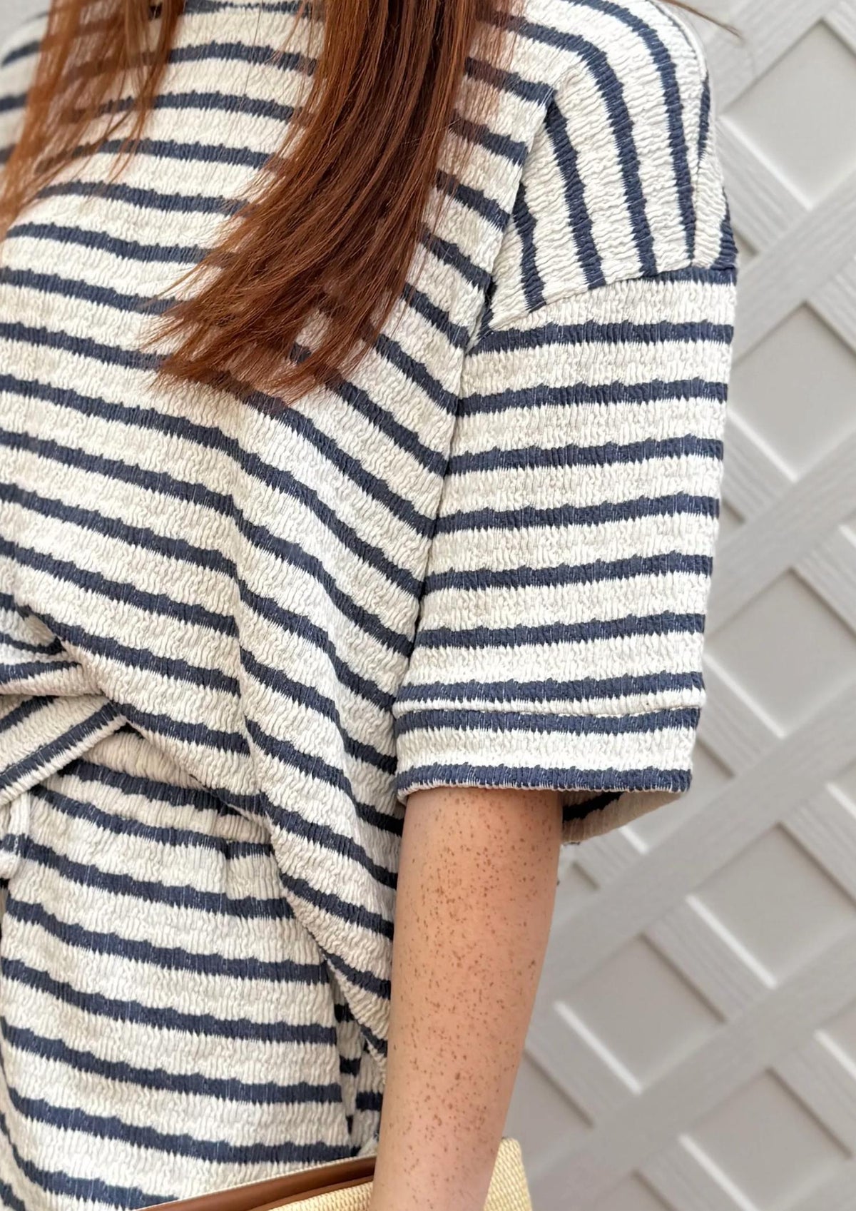 Zenana - Striped Tee And Shorts Set