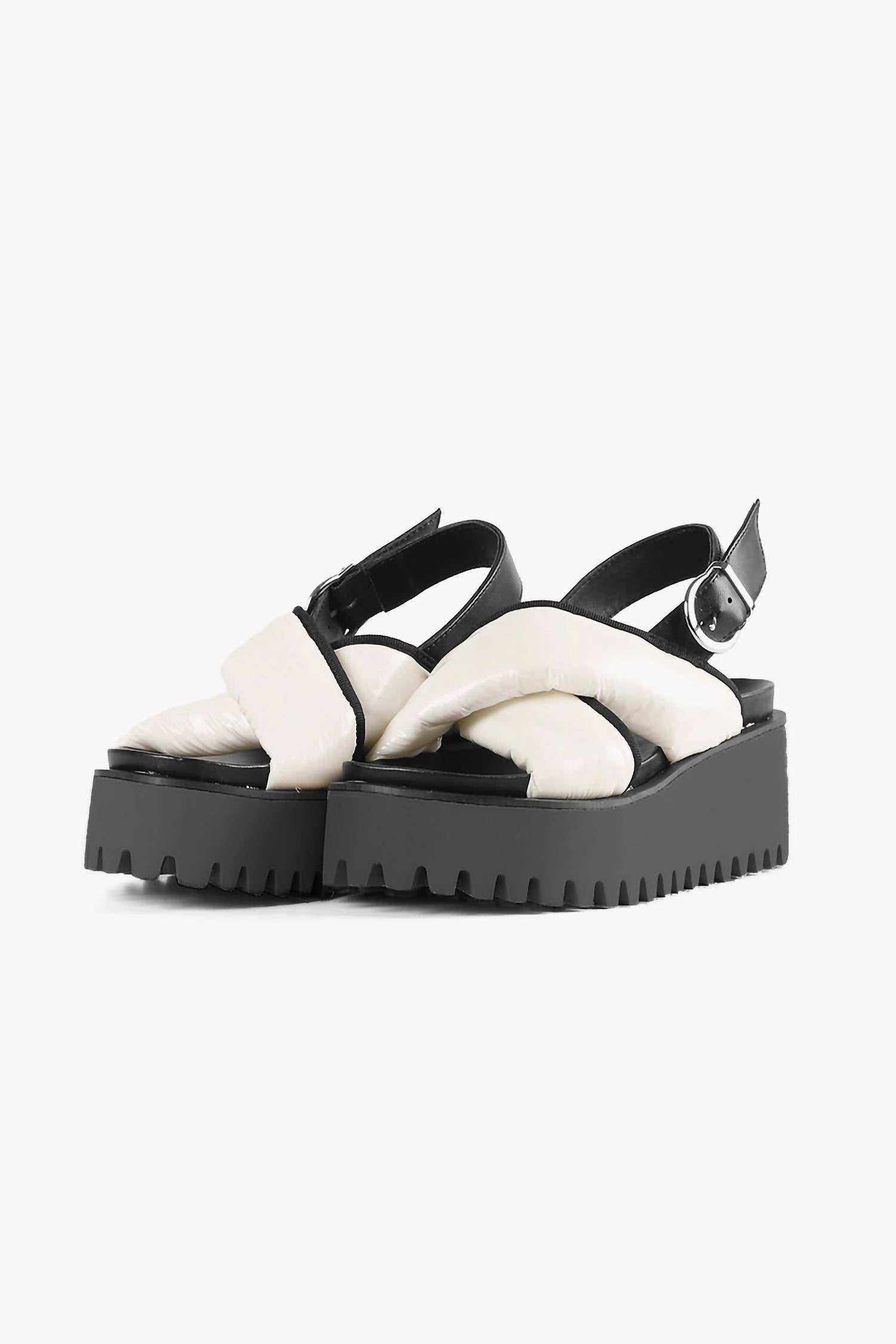 All Black - Women's Puffy Flatform Sandal