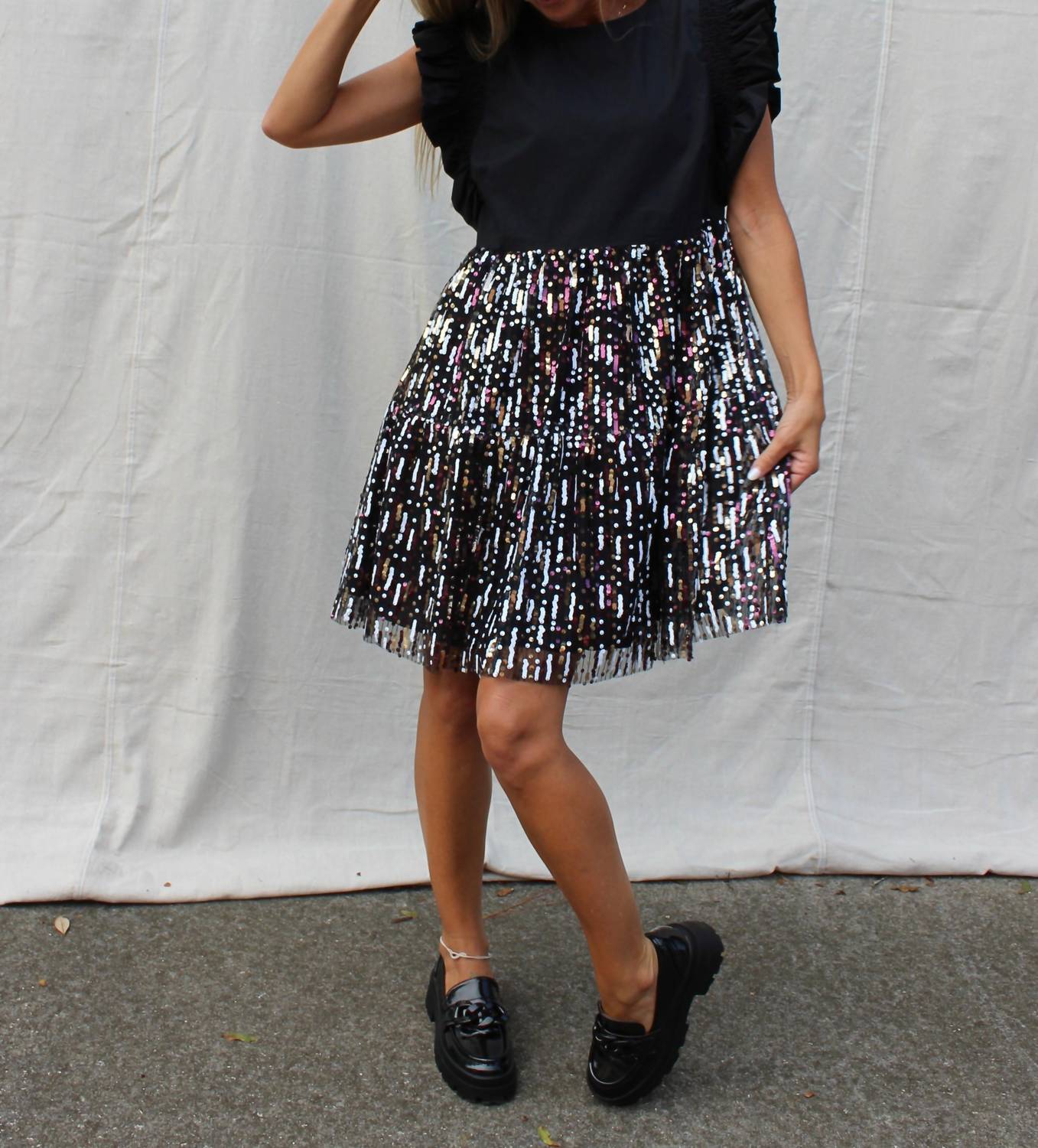 Peach Love - Sequin Poplin Dress