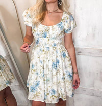 Blu Pepper - Shirred Floral Mini Dress