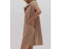 Style Usa - Solid short sleeve sweater dress