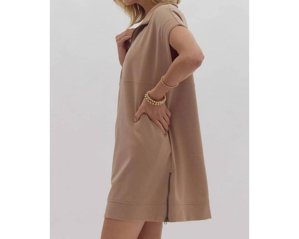 Style Usa - Solid short sleeve sweater dress