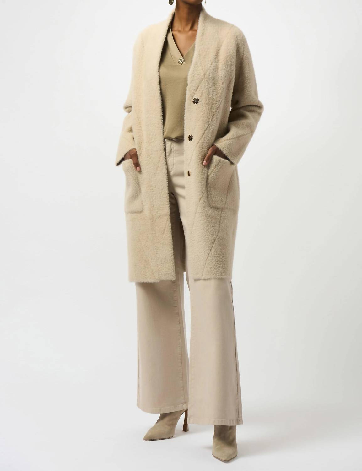 Joseph Ribkoff - Feather Yarn Sweater Knit Coat