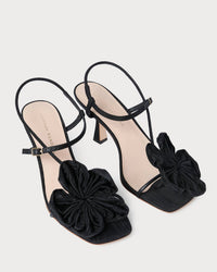 Loeffler Randall Women's Frank Flowered Sandals in black - women's heels - detail view