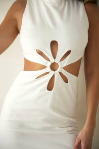 EB Luxe Flower Cut-out Maxi Dress in white - women's dress - view 5
