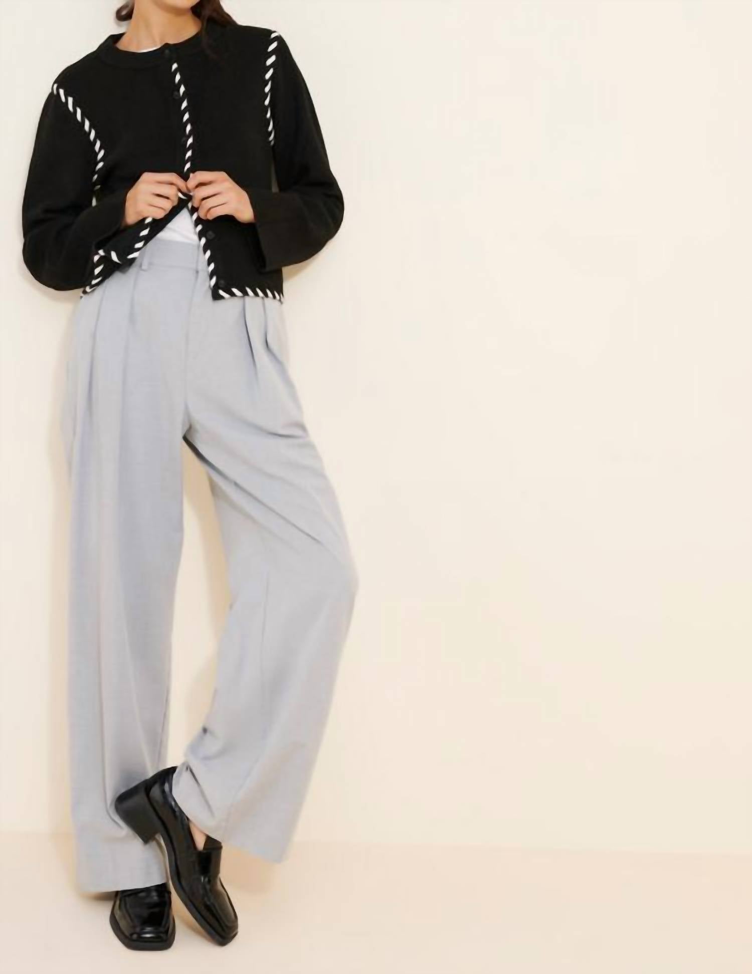 MON RENN Dahlia Cardigan in black cream - women's cardigan - view 5
