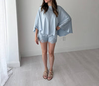 Loucia - Draped Poncho and Lace-Trim Short Set