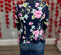 Heimish Usa - Stretchy Floral Figure Flattering Blazer