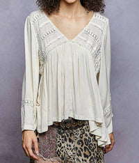 Pol - Lace-Trimmed Boho Blouse