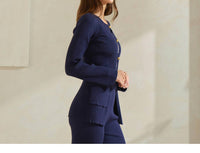 ABLE Button Front Sweater Top & Pants Set in blue - women's pants - view 6