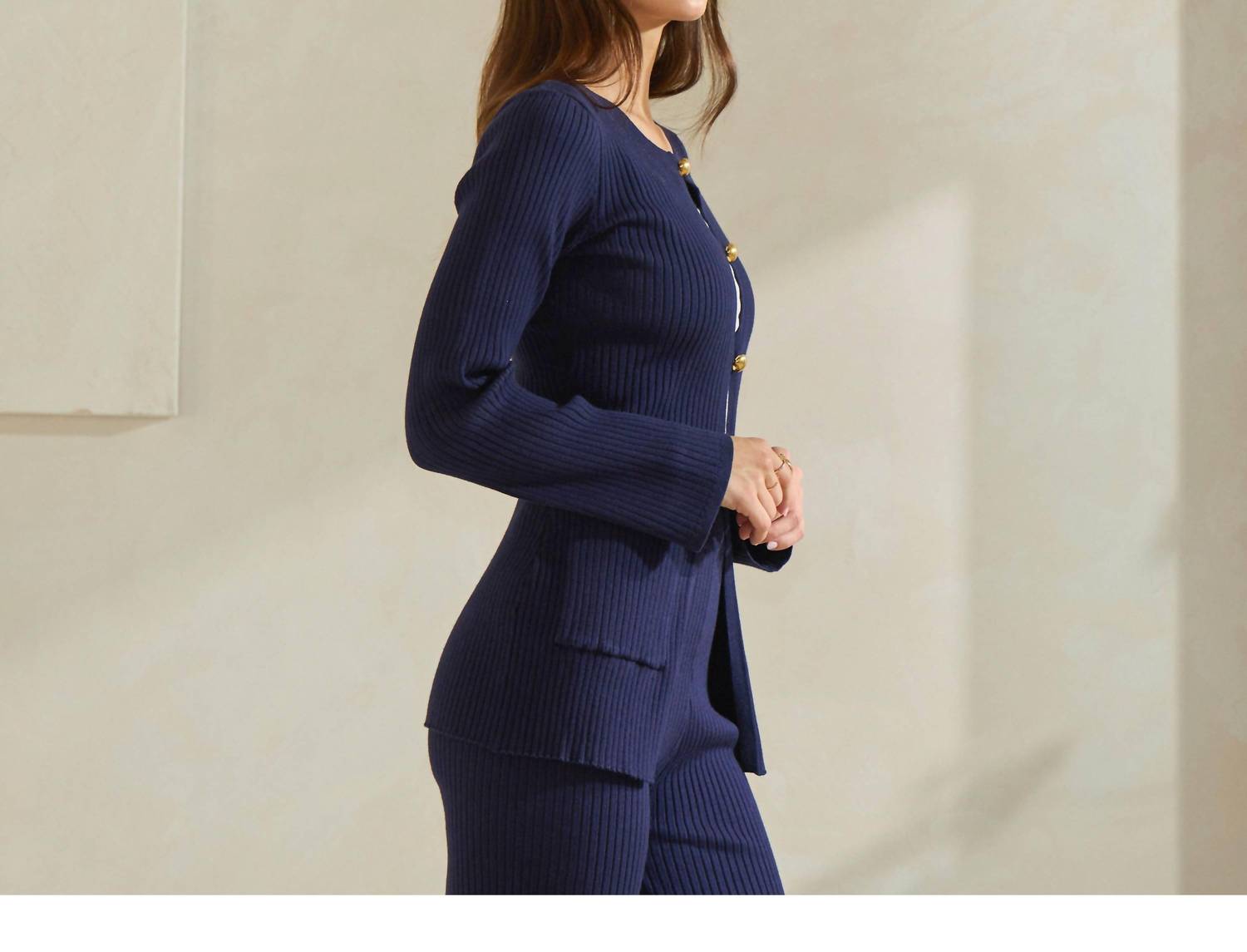 ABLE Button Front Sweater Top & Pants Set in blue - women's pants - view 6