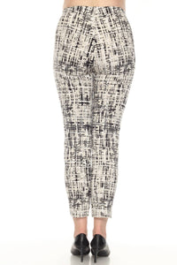 Joseph Ribkoff Abstract Print Slim Ankle Pants in vanilla multi - women's pants - alternate view