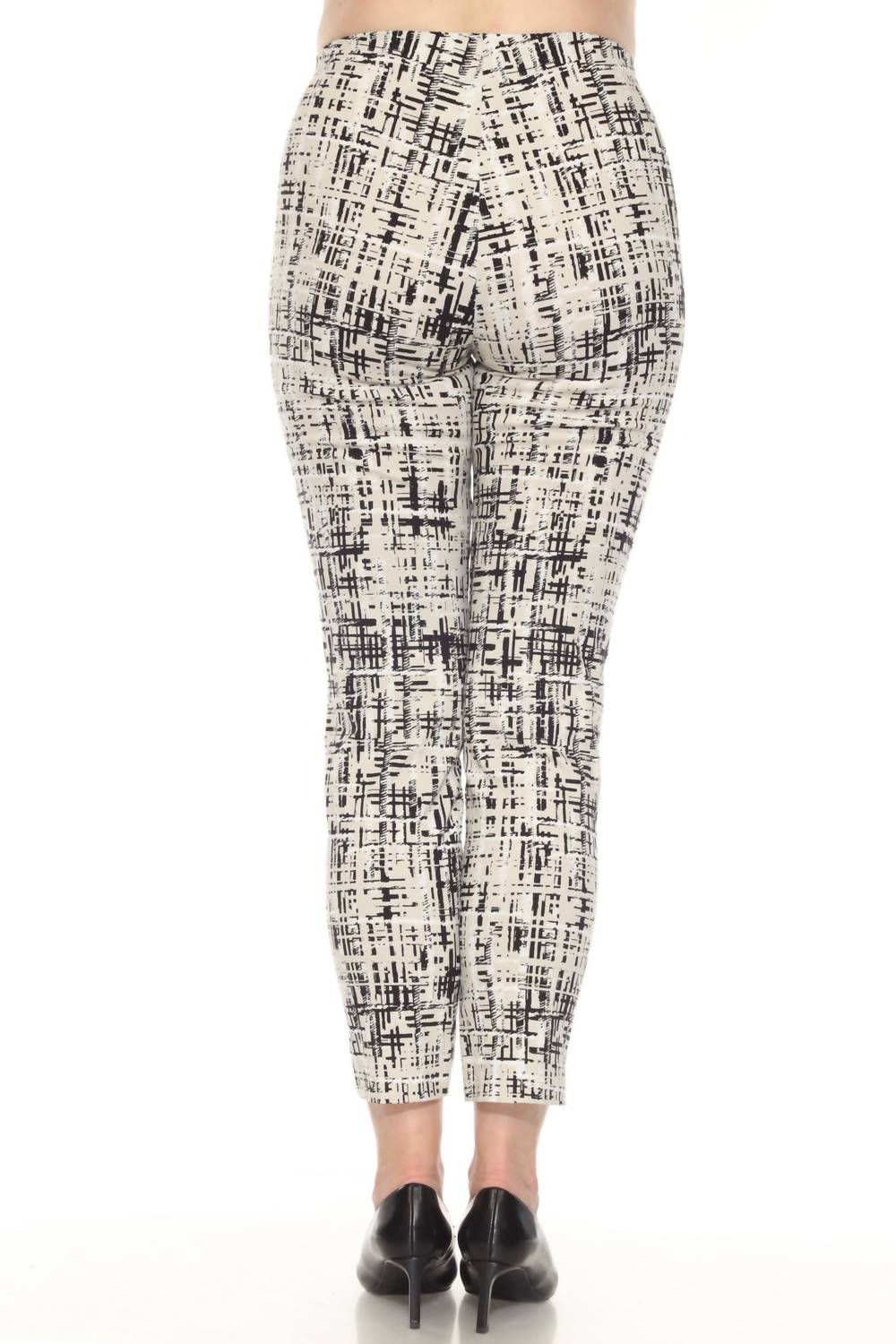Joseph Ribkoff Abstract Print Slim Ankle Pants in vanilla multi - women's pants - alternate view
