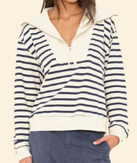 XIRENA Kat Sweatshirt in natural stripe - women's top