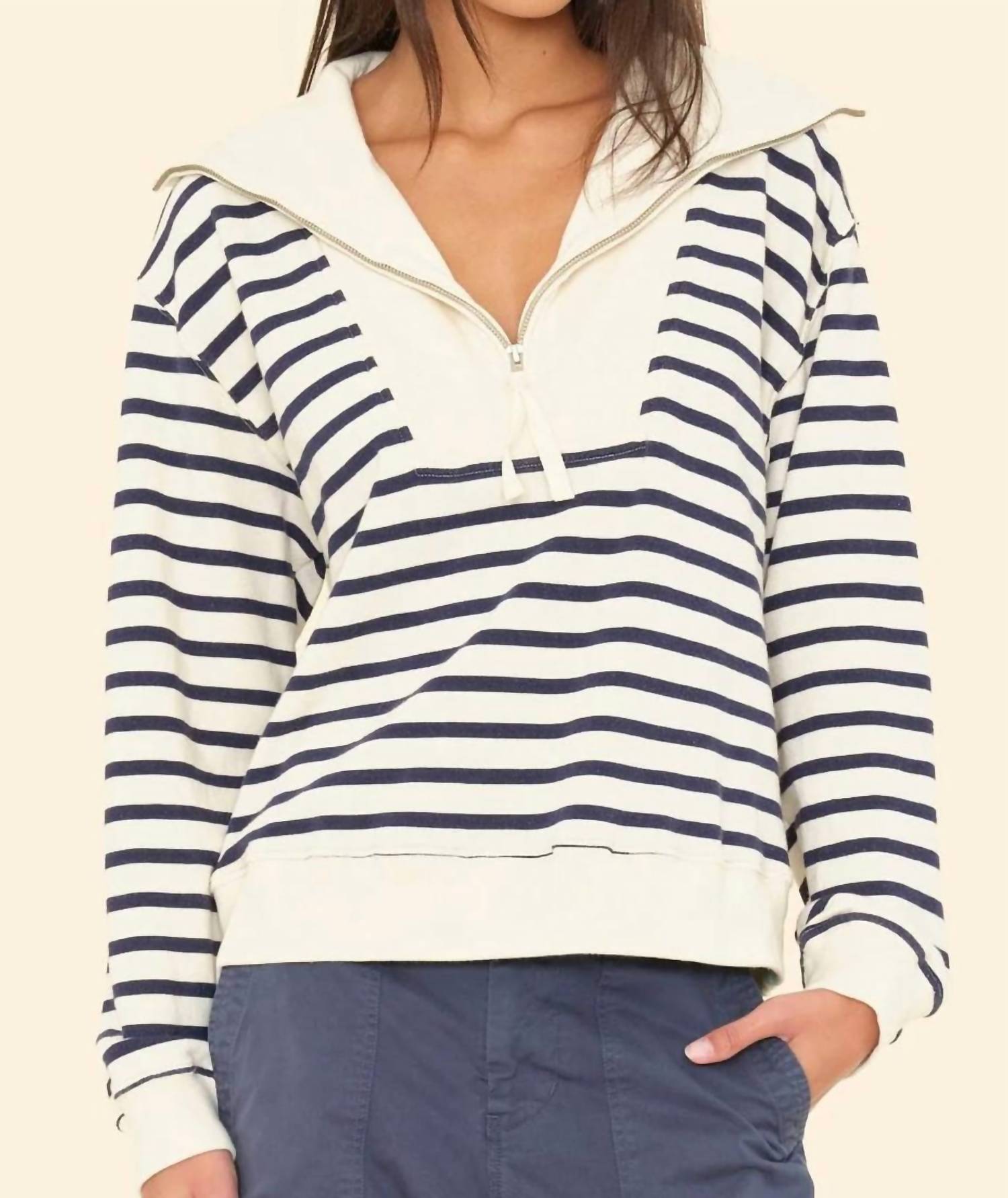 XIRENA Kat Sweatshirt in natural stripe - women's top