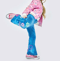 Hannah Banana - Girl's Bell Bottom Faux Denim Jean Pants
