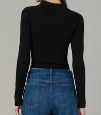 Joe's Jeans Lisa Polo Sweater in black - women's sweater - alternate view