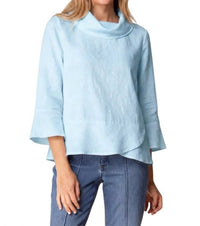 Habitat - Linen Solid Overlay Flounce Cowl Neck Top