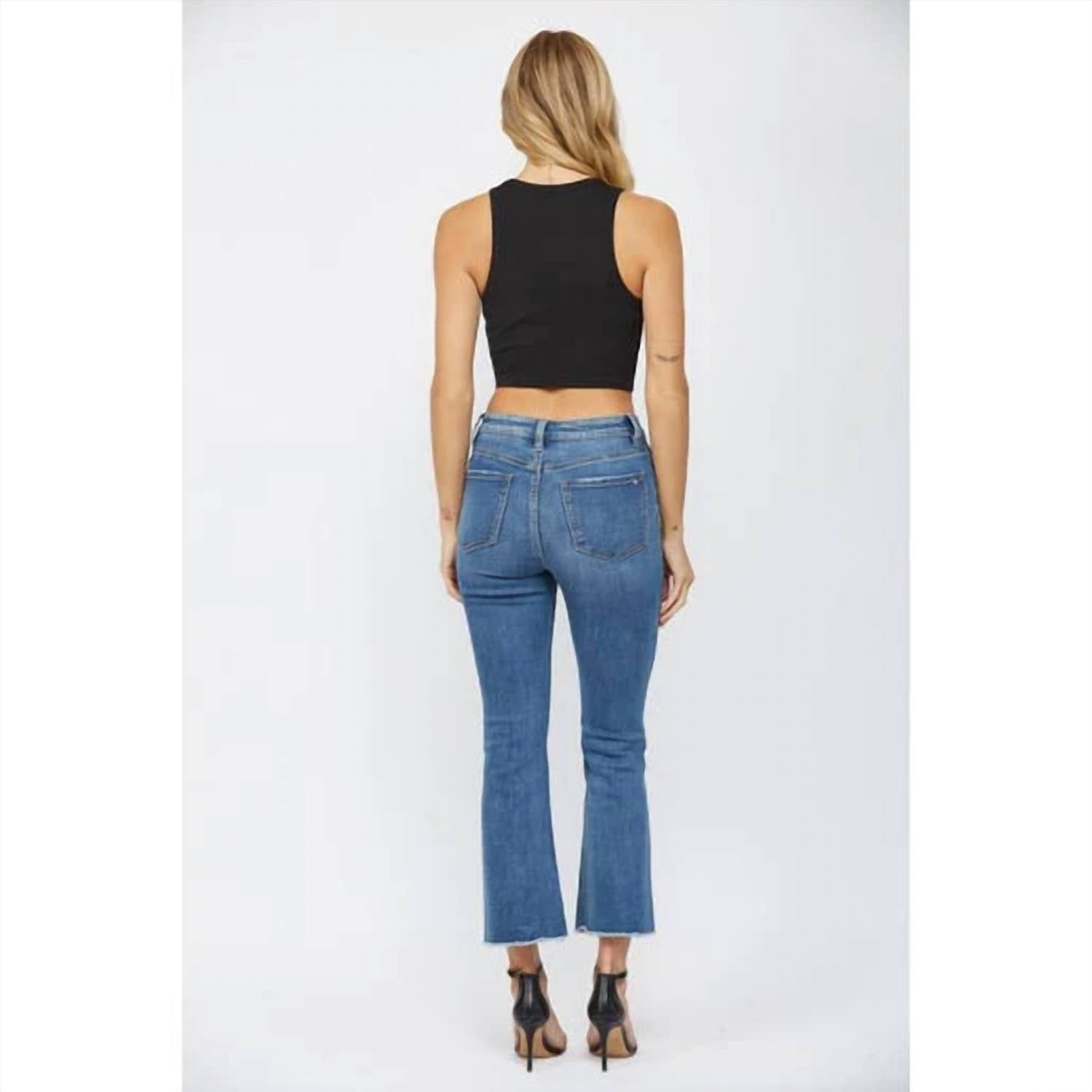 Mica Denim - High Rise Crop Flare Jeans