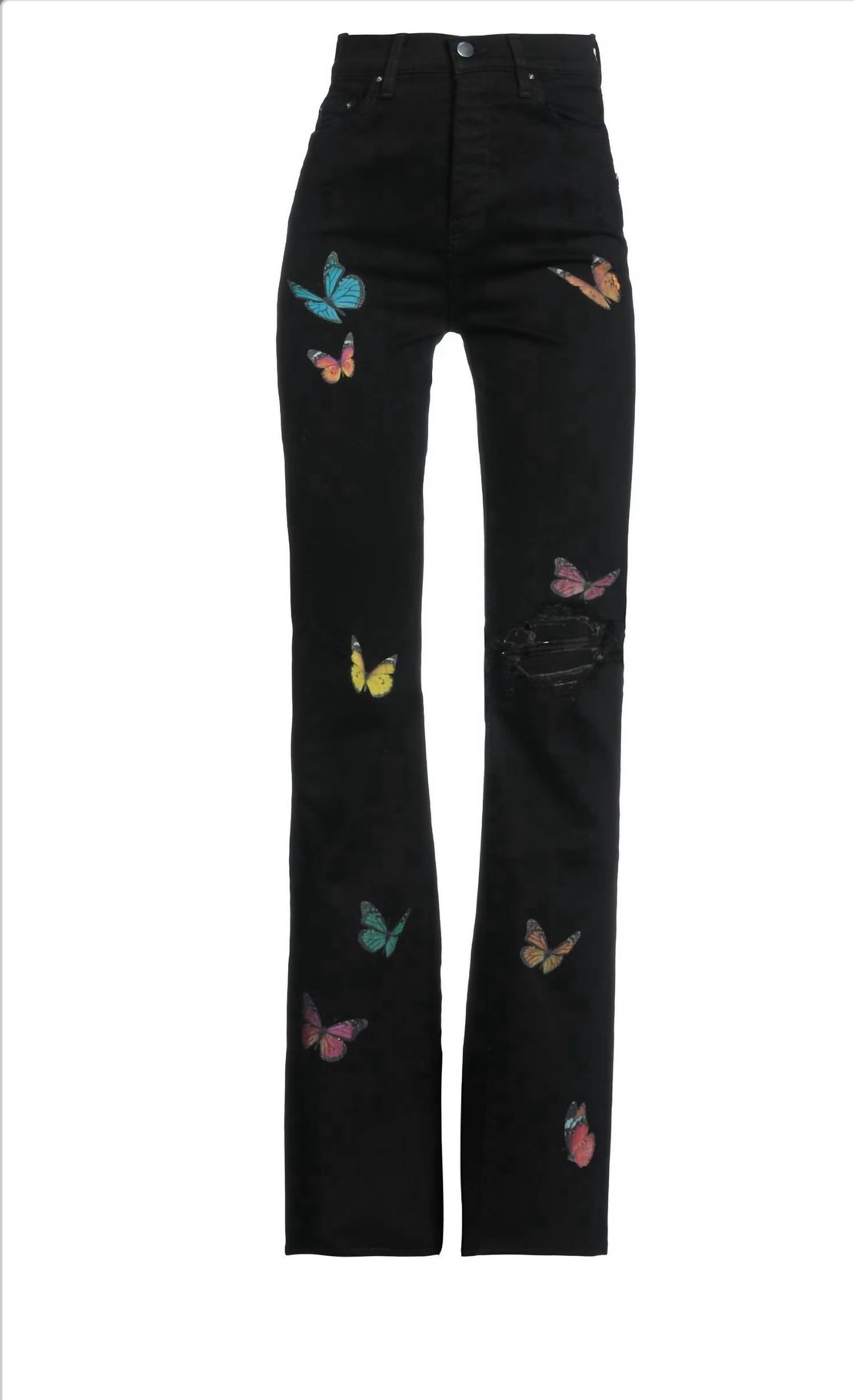 Amiri Women's Butterfly Flare Broken Jeans in black - women's pants
