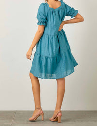 Baevely By Wellmade - Keaton Floral Burnout Tiered Dress