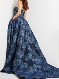 JOVANI Strapless Sweetheart Neck Ballgown in navy - women's dress - alternate view