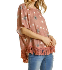 Umgee - Star Print Tassel Top