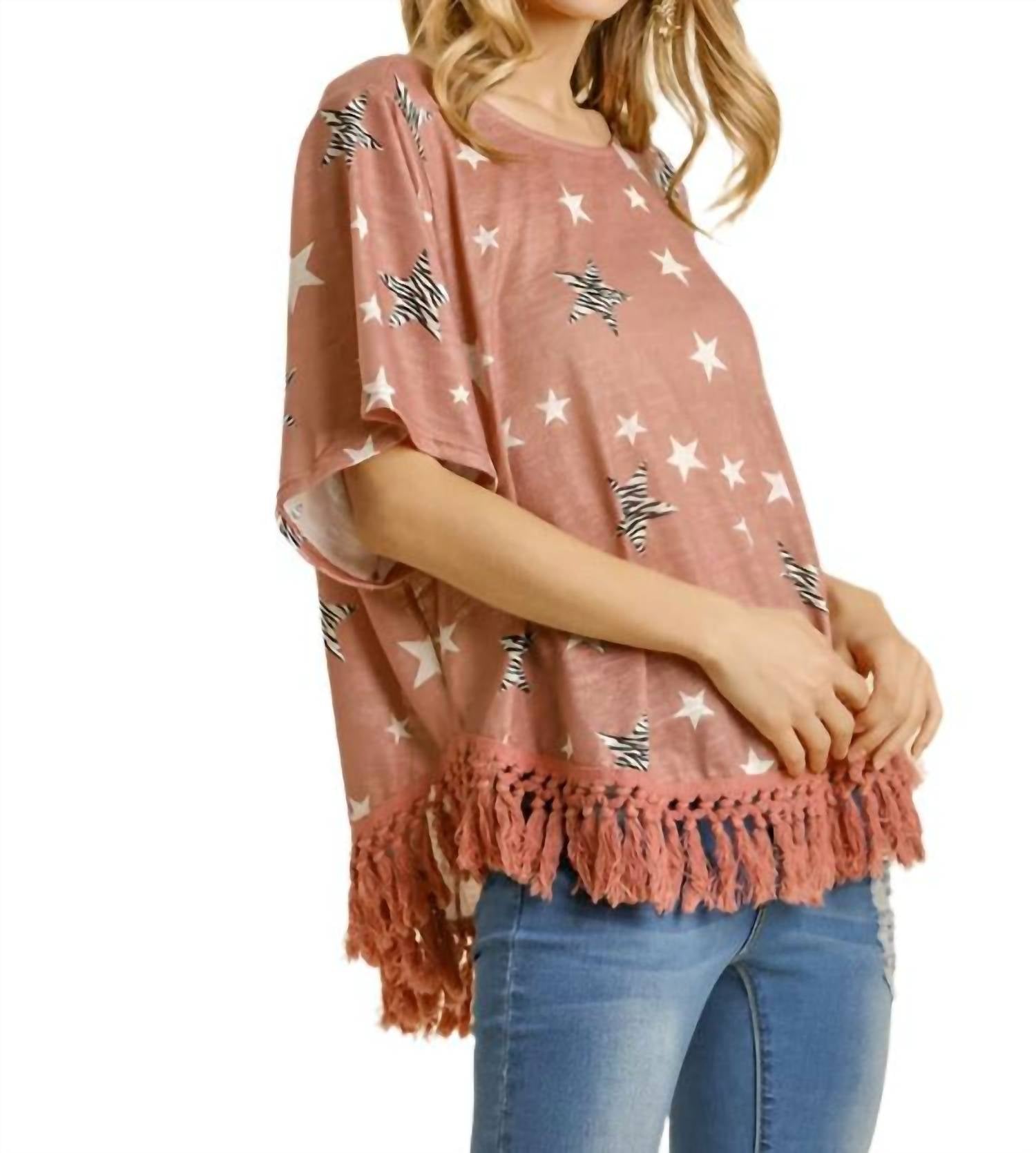 Umgee - Star Print Tassel Top