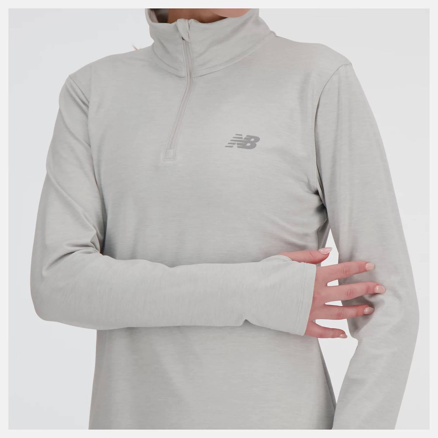 New Balance Sport Essentials Space Dye Quarter Zip Jacket in ash heather - women's jacket - view 7