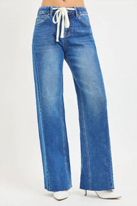 Risen - Slouchy Baggy Waistband Drawstring Jeans