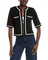 Minnie Rose - Short Sleeve Tipped Jacket