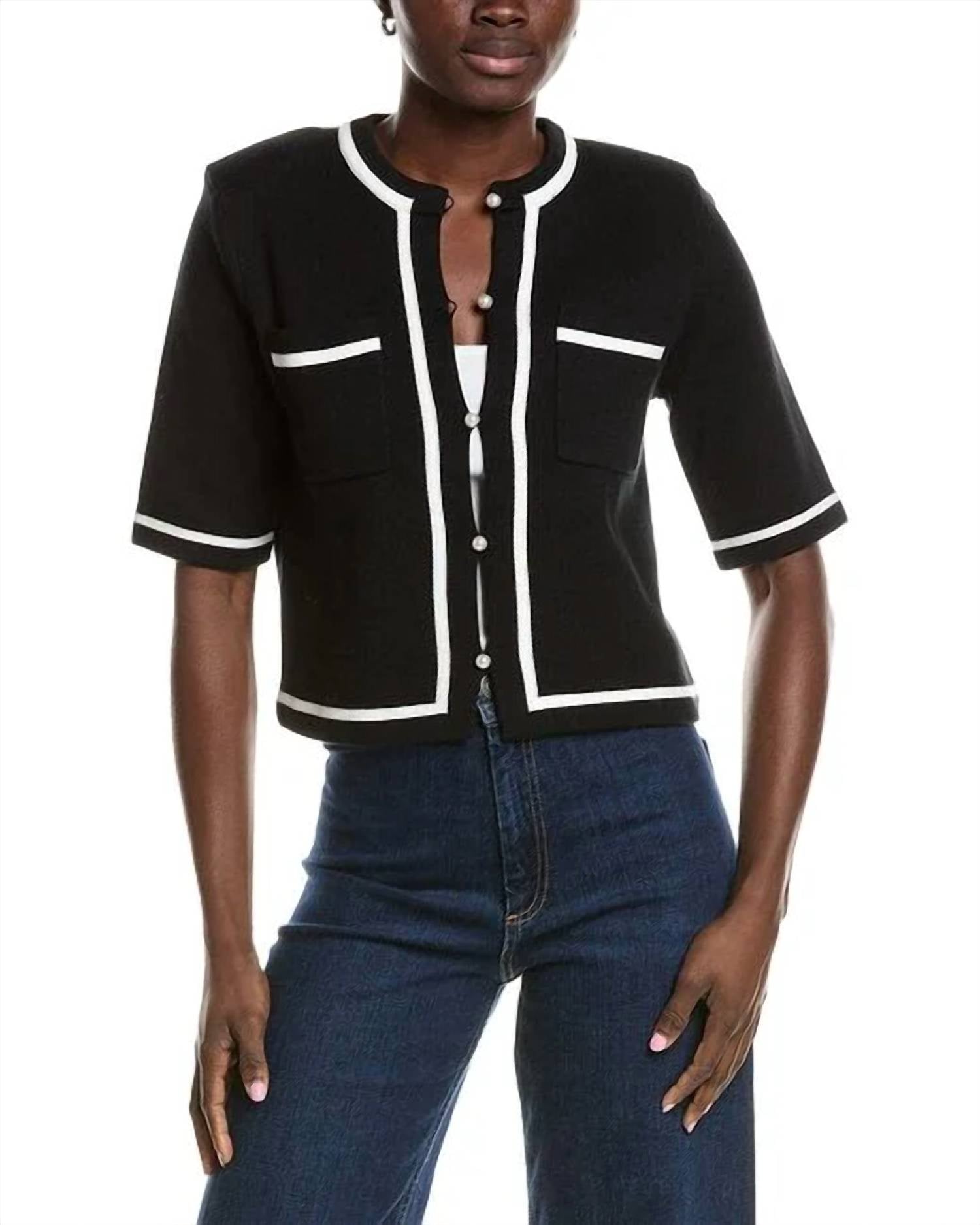Minnie Rose - Short Sleeve Tipped Jacket
