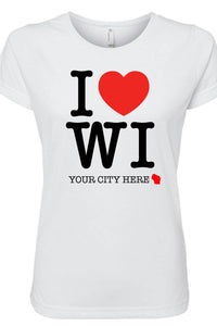 Wi-Wear - Women's I Love/heart Wisconsin Ripon Ladies T-shirt