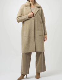 Joseph Ribkoff - Fancee Feather Yarn And Faux Fur Sweater Coat