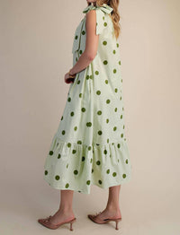 Glam - Ruffle Tie Neck Sleeveless Midi Dress